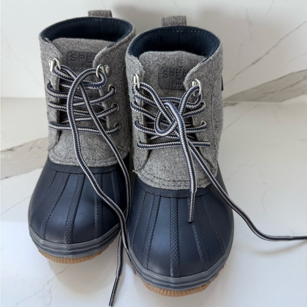 Sperry Boys Bowline Duck Boot, Navy/Gray